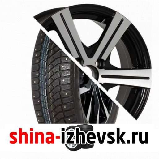 Колесо в сборе Viatti Brina Nordico (V-522) 185/65 R15 T 88 + Tech Line 544 6xR15 4×100 ET45 DIA60.1 Глянцевый черный с полированной лицевой частью в Ижевске